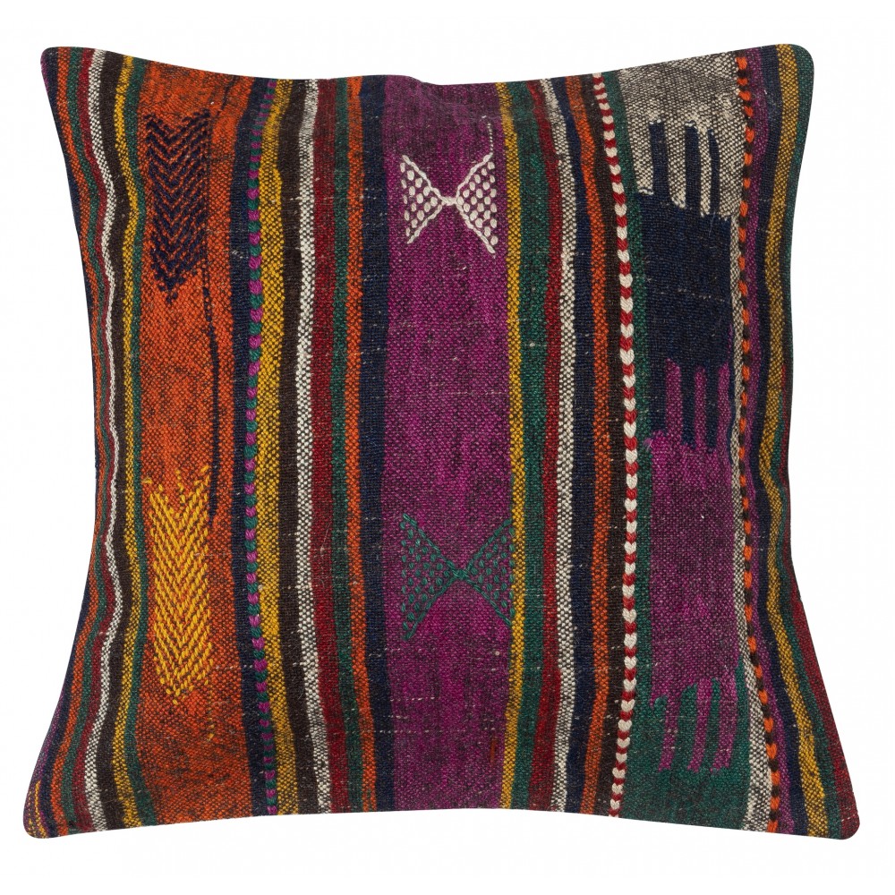 Handwoven Turkish Kilim Cushion Cover. Vintage Accent Pillow. Rustic Throw Pillow