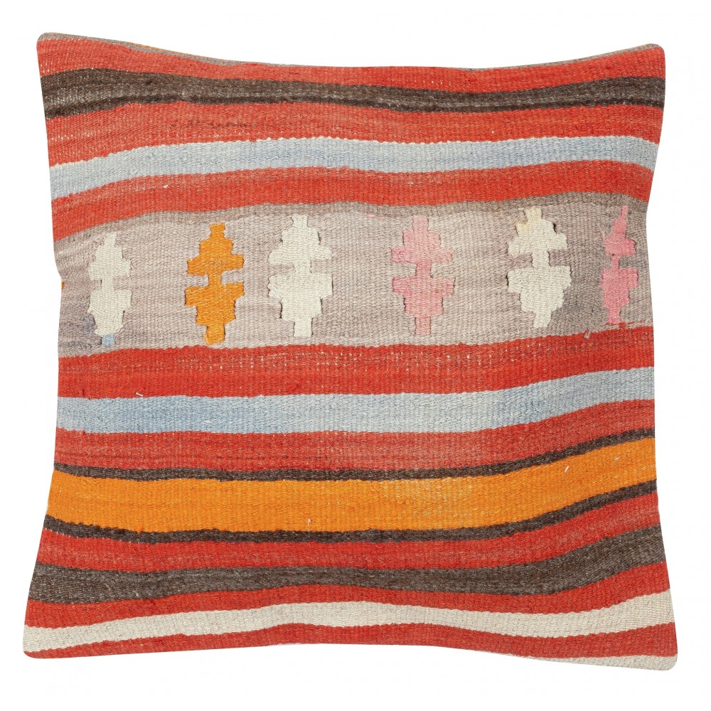 Handwoven Turkish Kilim Cushion Cover. Vintage Accent Pillow. Rustic Throw Pillow