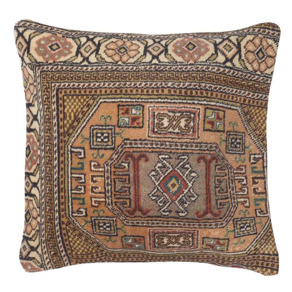 SET OF 2 - Rustic Handmade Wool Cushion Covers. Vintage Turkish Rug Pillows