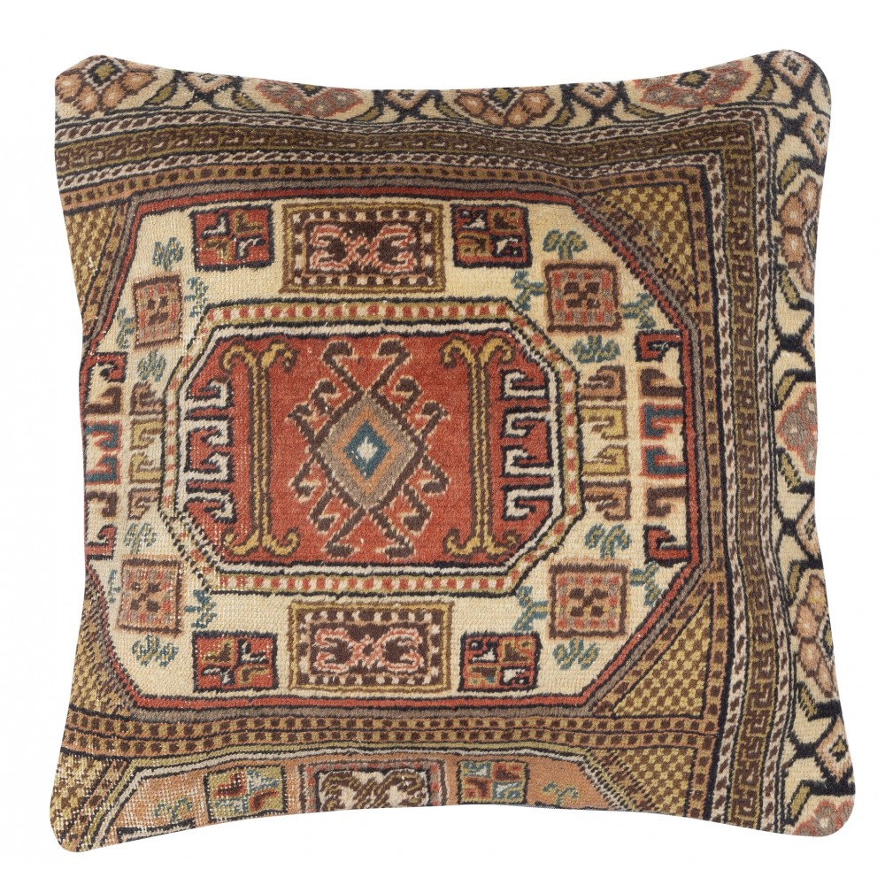SET OF 2 - Rustic Handmade Wool Cushion Covers. Vintage Turkish Rug Pillows