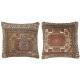 SET OF 2 - Rustic Handmade Wool Cushion Covers. Vintage Turkish Rug Pillows