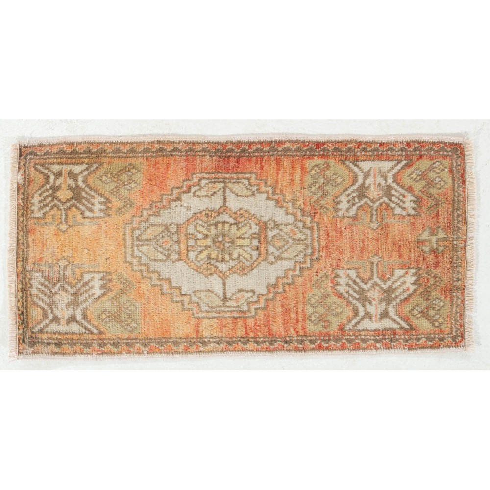 Hand-knotted Small Rug. Vintage Door Mat. Turkish Wool Seat Cover. Entryway Mat. Kitchen Rug