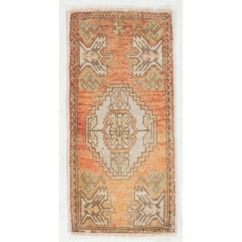 Hand-knotted Small Rug. Vintage Door Mat. Turkish Wool Seat Cover. Entryway Mat. Kitchen Rug