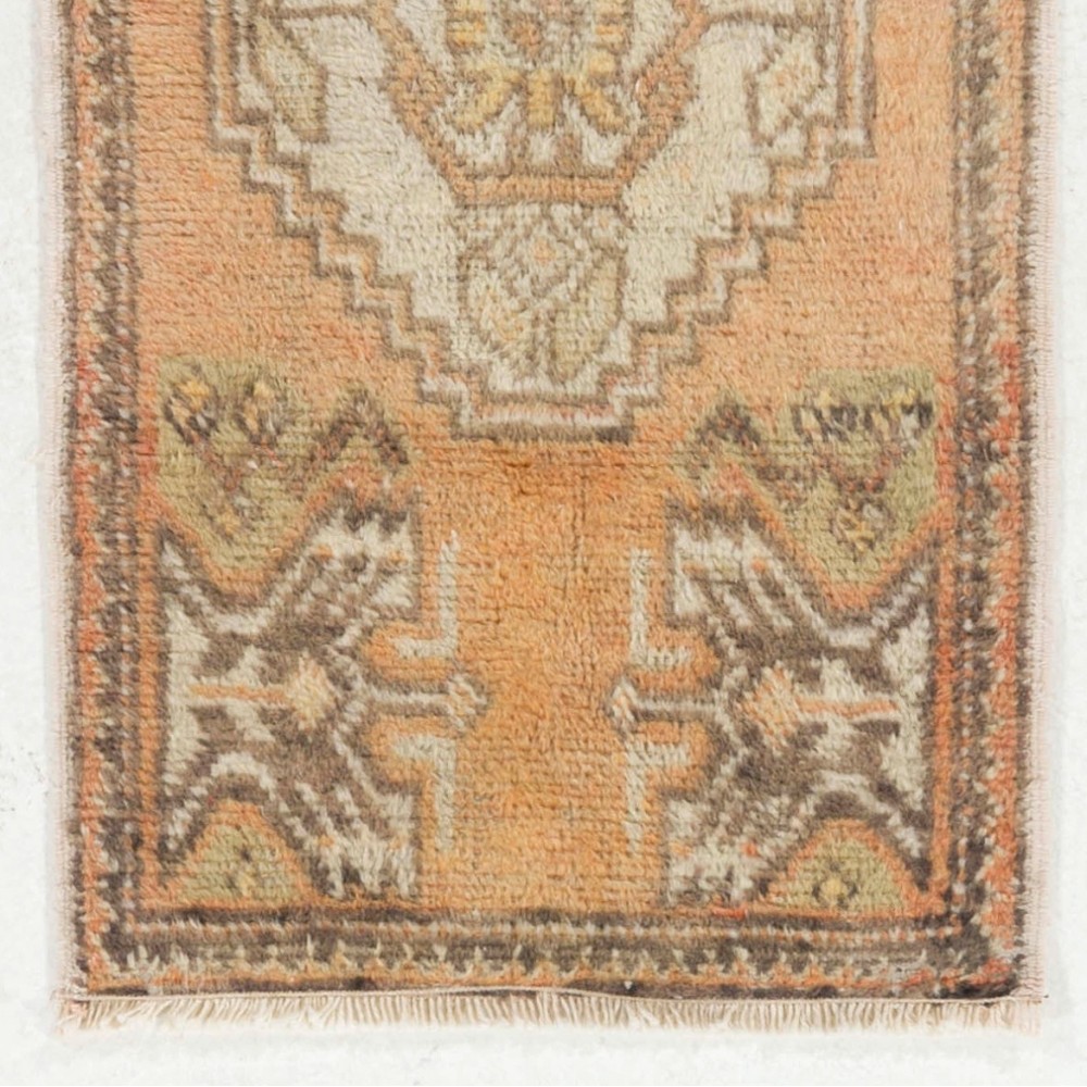 Hand-knotted Small Rug. Vintage Doormat. Turkish Seat Cover. Entryway Rug. Kitchen Mat. Bath Mat