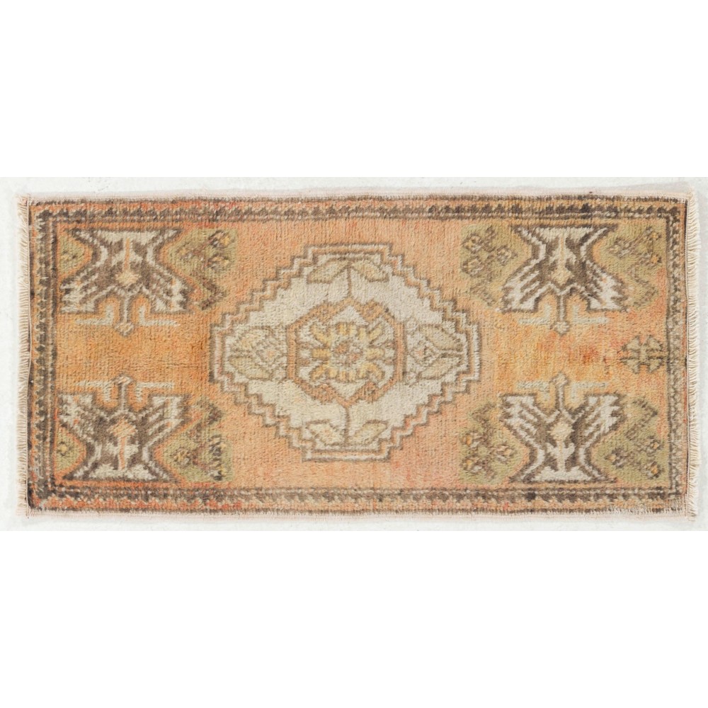 Hand-knotted Small Rug. Vintage Doormat. Turkish Seat Cover. Entryway Rug. Kitchen Mat. Bath Mat