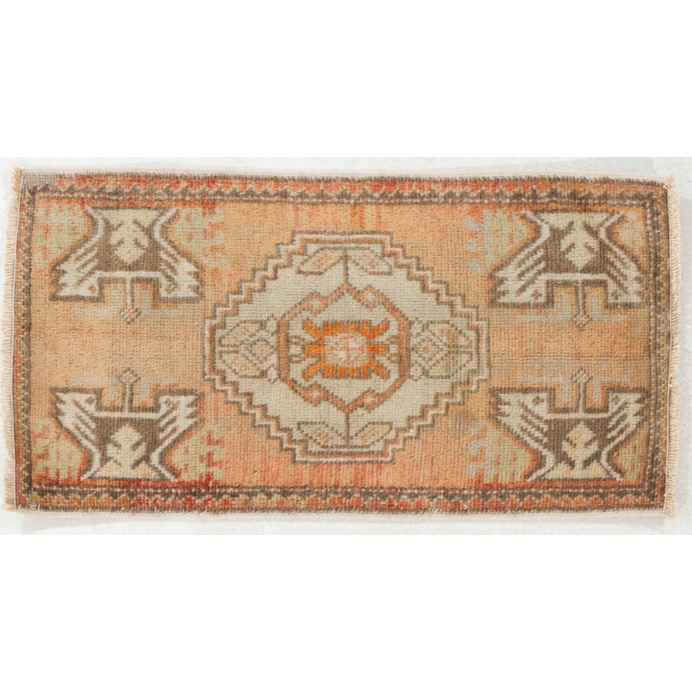 Vintage Accent Rug. Wool Turkish Seat Cover. Rustic Kitchen Rug. Handmade Door Mat. Bath Mat