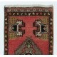 Hand-knotted Small Rug. Vintage Door Mat. Turkish Wool Seat Cover. Entryway Mat. Kitchen Rug