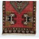 Hand-knotted Small Rug. Vintage Door Mat. Turkish Wool Seat Cover. Entryway Mat. Kitchen Rug