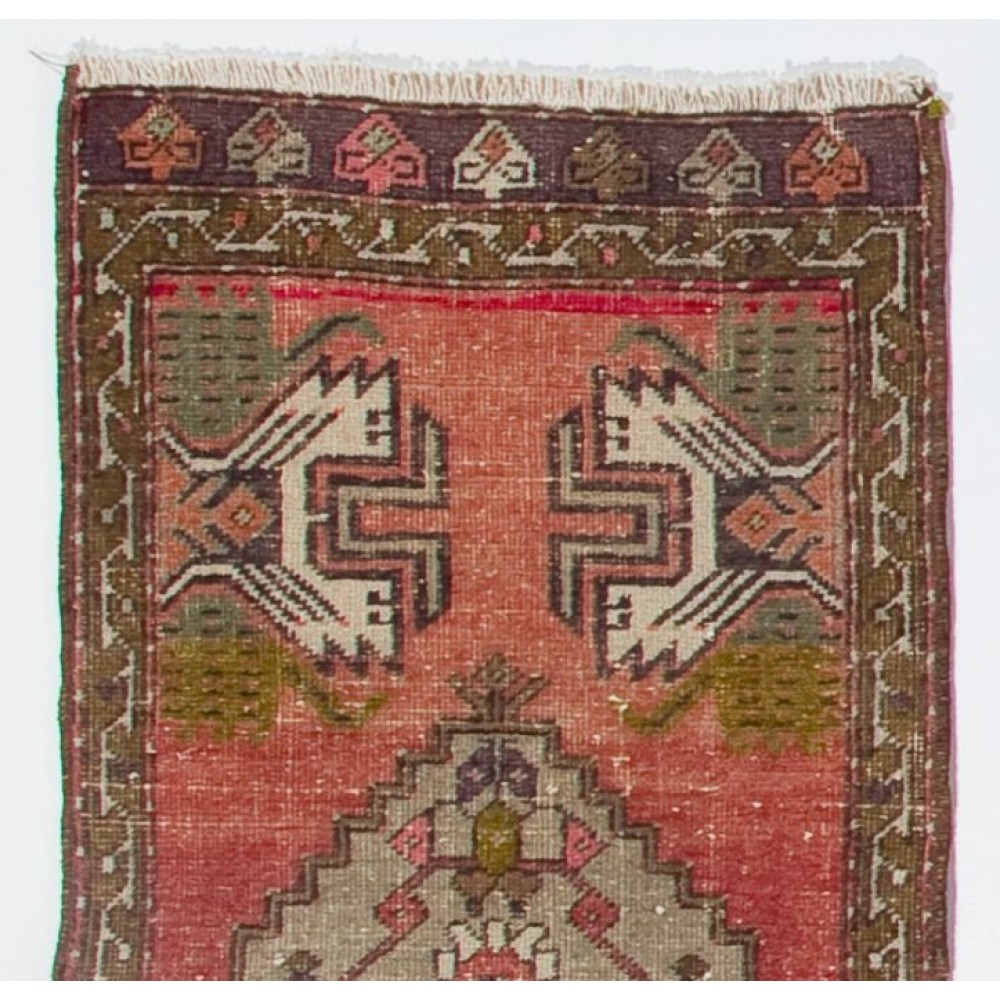Vintage Accent Rug. Wool Turkish Seat Cover. Rustic Kitchen Rug. Handmade Door Mat. Bath Mat
