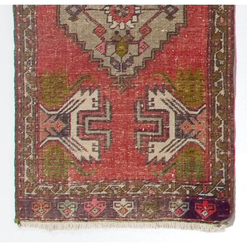 Vintage Accent Rug. Wool Turkish Seat Cover. Rustic Kitchen Rug. Handmade Door Mat. Bath Mat