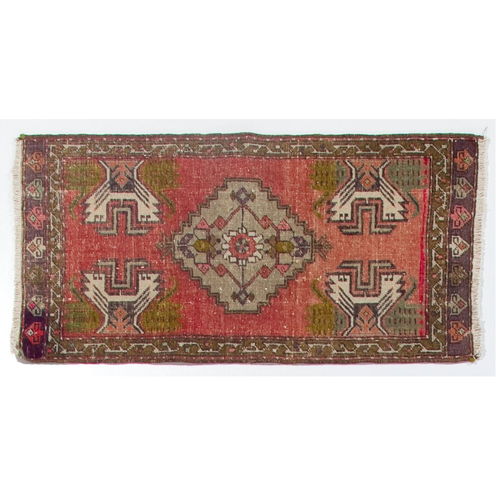 Vintage Accent Rug. Wool Turkish Seat Cover. Rustic Kitchen Rug. Handmade Door Mat. Bath Mat