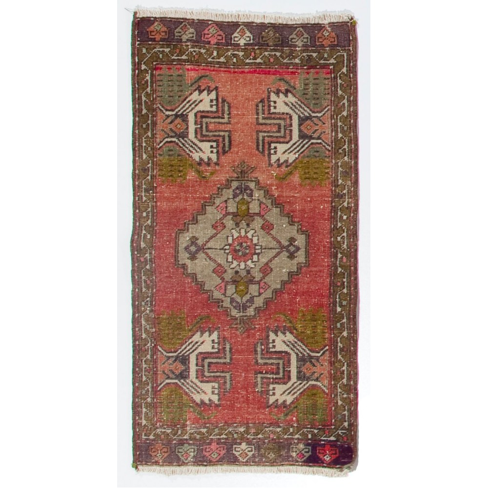 Vintage Accent Rug. Wool Turkish Seat Cover. Rustic Kitchen Rug. Handmade Door Mat. Bath Mat