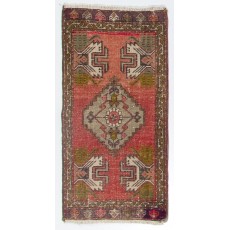 Vintage Accent Rug. Wool Turkish Seat Cover. Rustic Kitchen Rug. Handmade Door Mat. Bath Mat