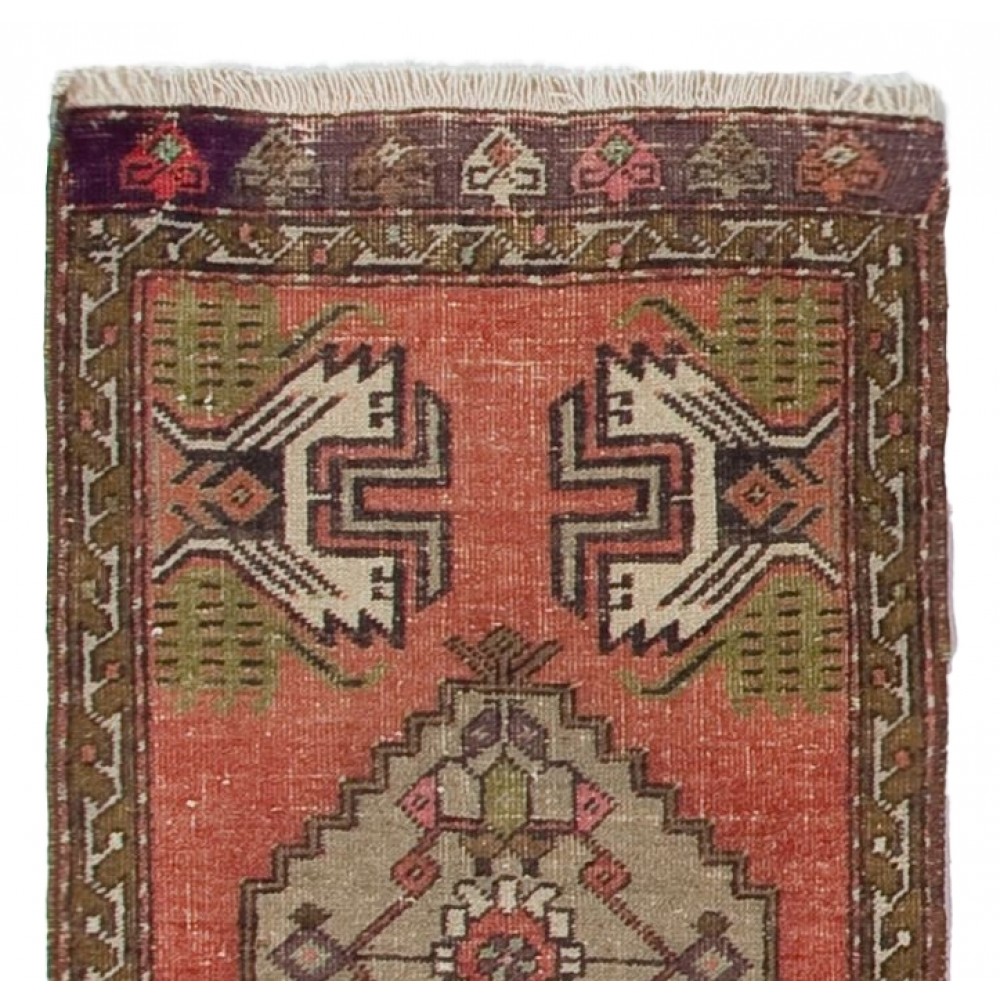 Vintage Small Rug. Turkish Seat Cover. Hand-knotted Door Mat. Entryway Rug. Kitchen Mat