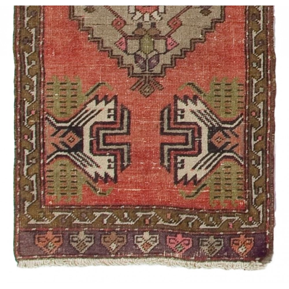 Vintage Small Rug. Turkish Seat Cover. Hand-knotted Door Mat. Entryway Rug. Kitchen Mat