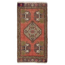 Vintage Small Rug. Turkish Seat Cover. Hand-knotted Door Mat. Entryway Rug. Kitchen Mat