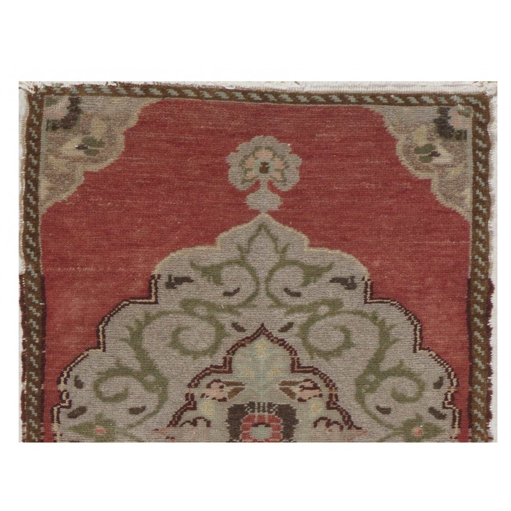 Hand-knotted Small Rug. Vintage Door Mat. Turkish Wool Seat Cover. Entryway Mat. Kitchen Rug