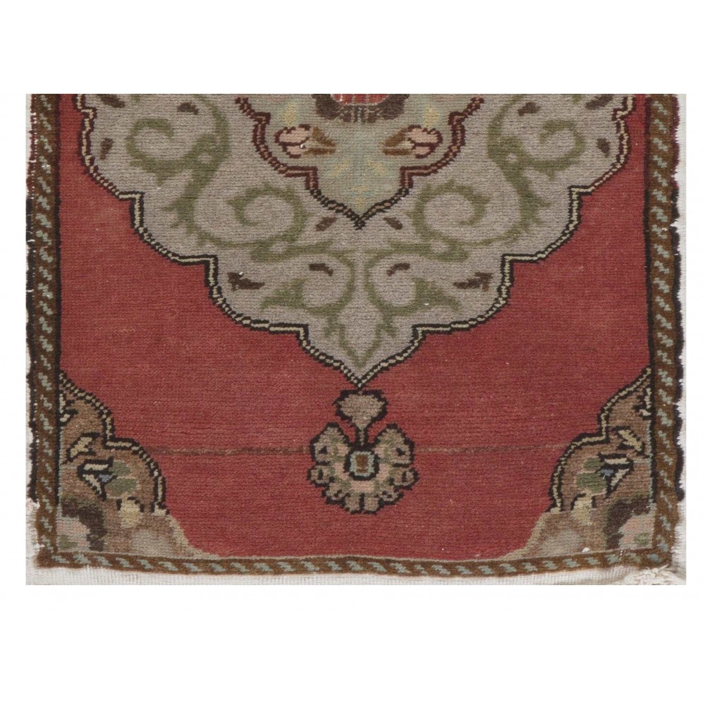 Hand-knotted Small Rug. Vintage Door Mat. Turkish Wool Seat Cover. Entryway Mat. Kitchen Rug