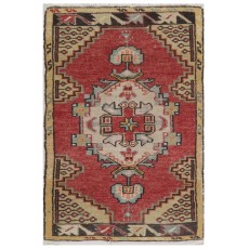 Hand-knotted Small Rug. Vintage Door Mat. Turkish Wool Seat Cover. Entryway Mat. Kitchen Rug
