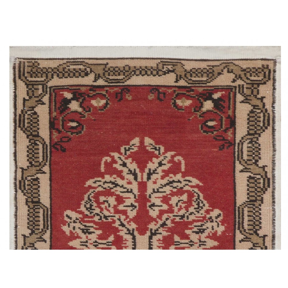 Hand-knotted Small Rug. Vintage Doormat. Turkish Seat Cover. Entryway Rug. Kitchen Mat. Bath Mat