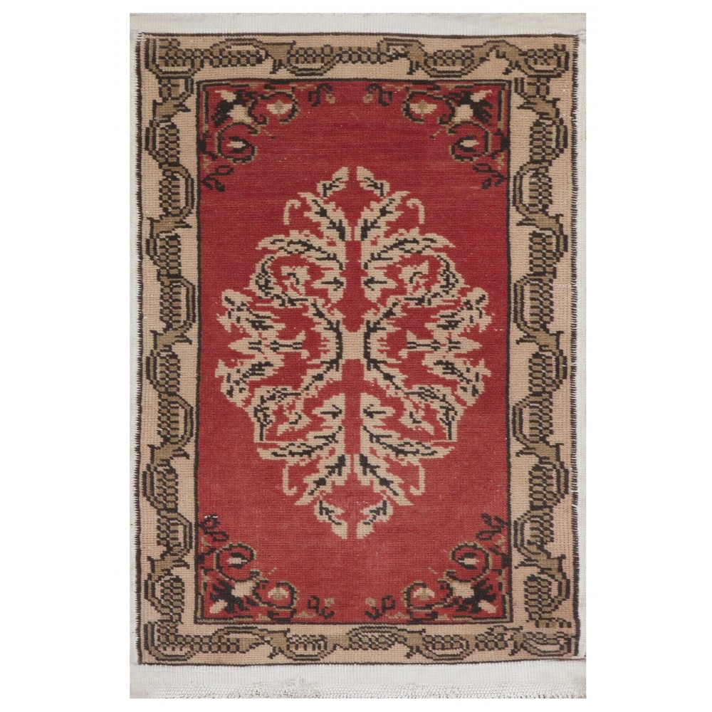Hand-knotted Small Rug. Vintage Doormat. Turkish Seat Cover. Entryway Rug. Kitchen Mat. Bath Mat