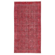Vintage Red Wool Area Rug. Handmade Turkish Rug for Contemporary Spaces