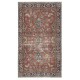 Vintage Handmade Turkish Red Wool Accent Rug with Floral Design for Home and Office Decor