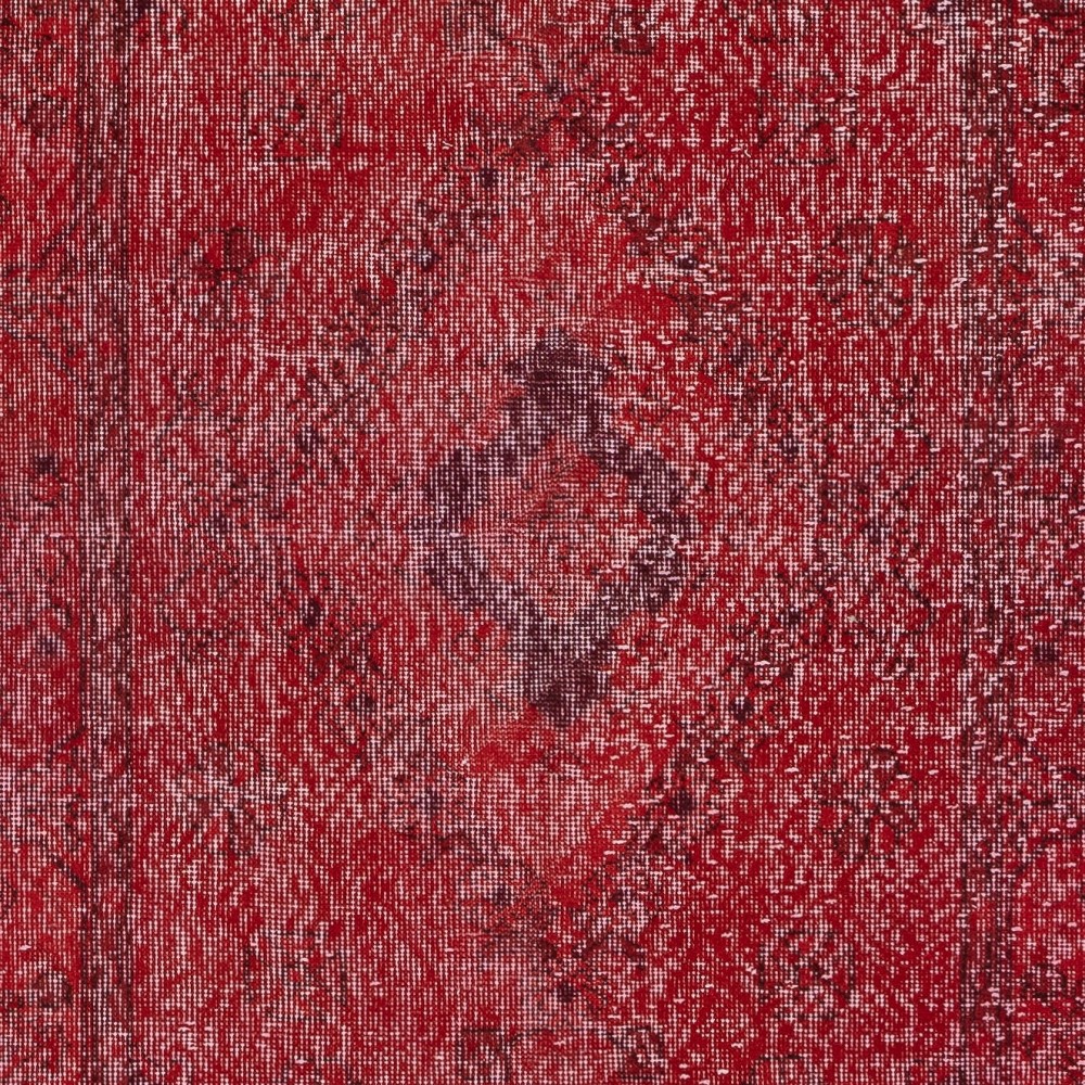 Modern Turkish Wool Rug. Vintage Red Overdyed Handmade Area Rug Modern Turkish Wool Rug. Vintage Red Overdyed Handmade Area Rug