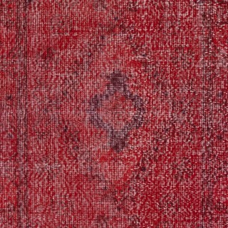 Modern Turkish Wool Rug. Vintage Red Overdyed Handmade Area Rug