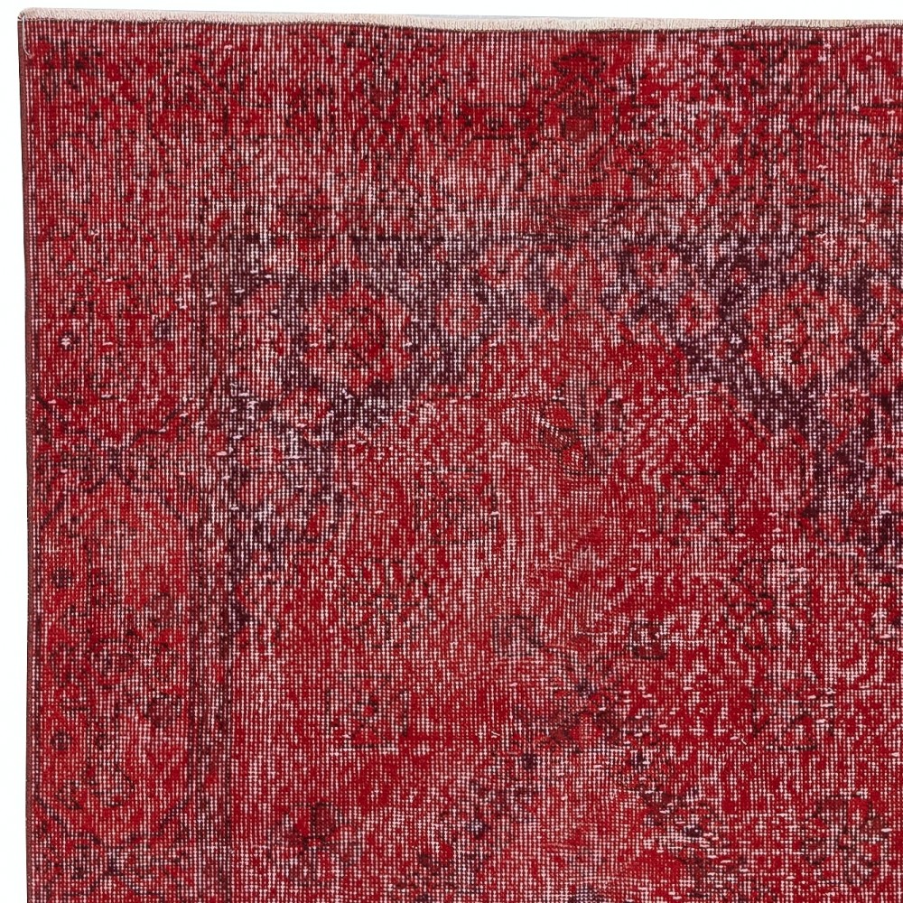 Modern Turkish Wool Rug. Vintage Red Overdyed Handmade Area Rug Modern Turkish Wool Rug. Vintage Red Overdyed Handmade Area Rug