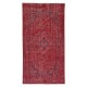 Modern Turkish Wool Rug. Vintage Red Overdyed Handmade Area Rug Modern Turkish Wool Rug. Vintage Red Overdyed Handmade Area Rug