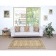 Vintage Floral Design Wool Accent Rug. Beige Handmade Turkish Small Rug for Country Style Decoration