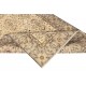 Vintage Floral Design Wool Accent Rug. Beige Handmade Turkish Small Rug for Country Style Decoration