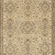 Vintage Floral Design Wool Accent Rug. Beige Handmade Turkish Small Rug for Country Style Decoration