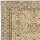 Vintage Floral Design Wool Accent Rug. Beige Handmade Turkish Small Rug for Country Style Decoration