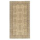 Vintage Floral Design Wool Accent Rug. Beige Handmade Turkish Small Rug for Country Style Decoration