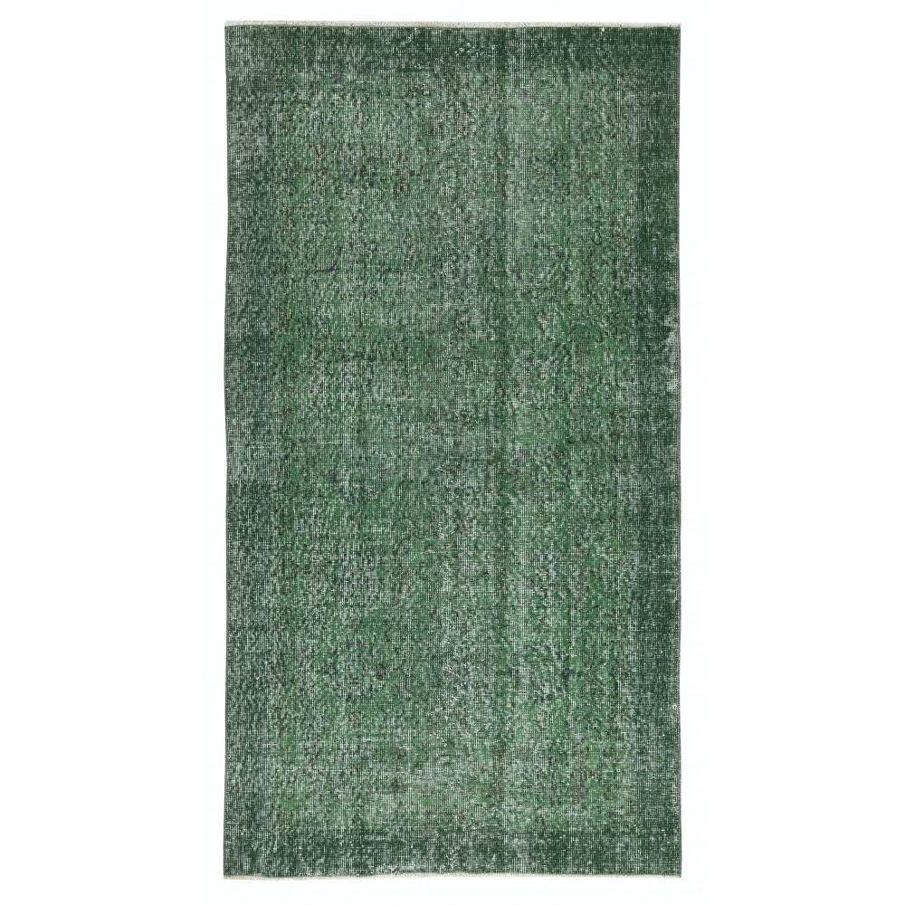 Green Overdyed Vintage Turkish Area Rug. Hand-Woven and Hand-Knotted Wool Carpet for Modern Interiors Green Overdyed Vintage Turkish Area Rug. Hand-Woven and Hand-Knotted Wool Carpet for Modern Interiors