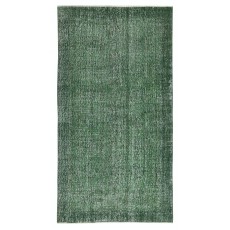 Green Overdyed Vintage Turkish Area Rug. Hand-Woven and Hand-Knotted Wool Carpet for Modern Interiors