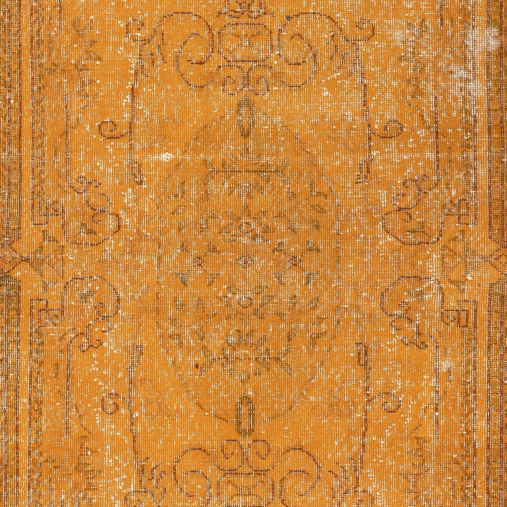 Hand-knotted Vintage Turkish Wool Area Rug Overdyed in Orange for Modern Interiors Hand-knotted Vintage Turkish Wool Area Rug Overdyed in Orange for Modern Interiors