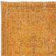 Hand-knotted Vintage Turkish Wool Area Rug Overdyed in Orange for Modern Interiors Hand-knotted Vintage Turkish Wool Area Rug Overdyed in Orange for Modern Interiors