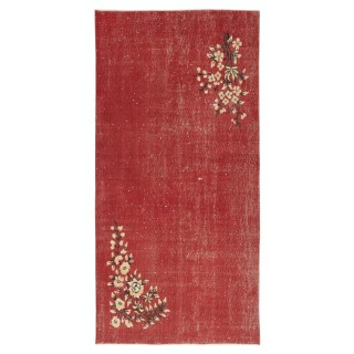 Vintage Hand-Knotted Chinese Art Deco Design Red Area Rug