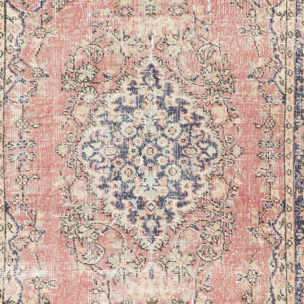 Vintage Handmade Turkish Red Wool Accent Rug with Medallion Design for Home and Office Decor