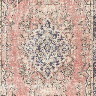 Vintage Handmade Turkish Red Wool Accent Rug with Medallion Design for Home and Office Decor
