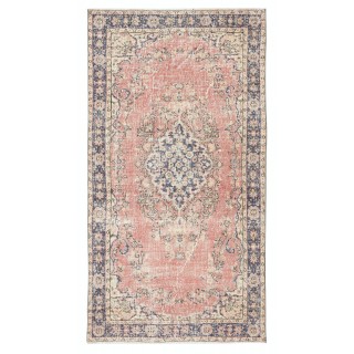 Vintage Handmade Turkish Red Wool Accent Rug with Medallion Design for Home and Office Decor