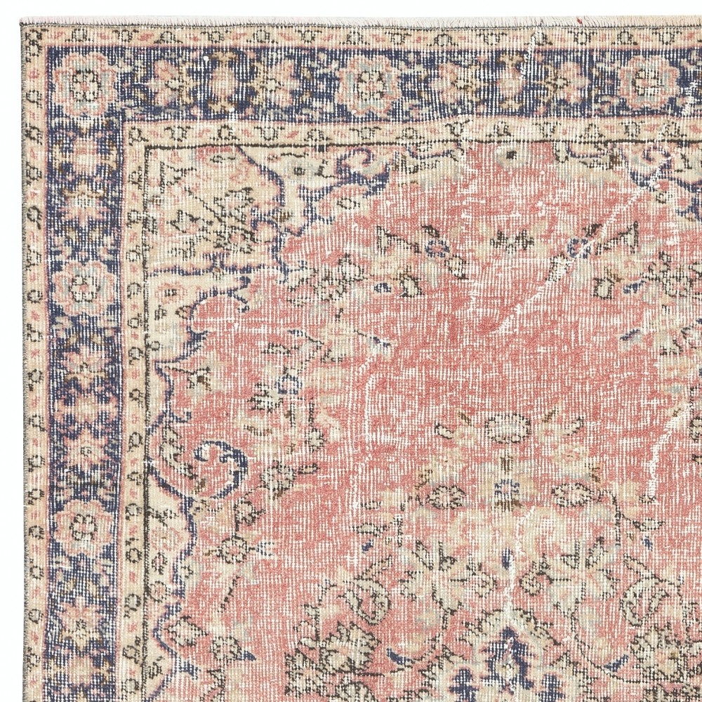 Vintage Handmade Turkish Red Wool Accent Rug with Medallion Design for Home and Office Decor