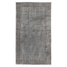 Gray Overdyed Vintage Turkish Area Rug. Hand-Woven and Hand-Knotted Wool Carpet for Modern Interiors