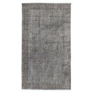 Gray Overdyed Vintage Turkish Area Rug. Hand-Woven and Hand-Knotted Wool Carpet for Modern Interiors