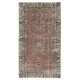 Vintage Handmade Turkish Red Wool Accent Rug with Floral Design for Home and Office Decor