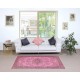 Pink Vintage Area Rug for Modern Home and Office. Handknotted and Handwoven in Turkey