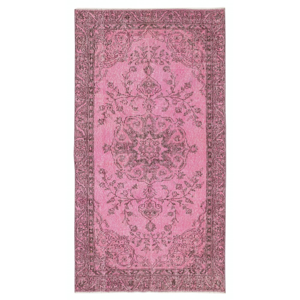Pink Vintage Area Rug for Modern Home and Office. Handknotted and Handwoven in Turkey